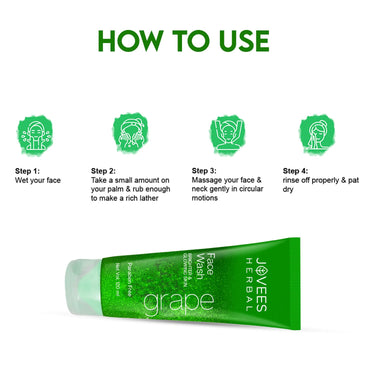 Jovees Herbal Grape Face Wash With Grape Seed & Orange Peel Extracts | For Brighter & Glowing Skin | Reduces Uneven Skin Tone & Fine Lines | For All Skin Types |120 ML